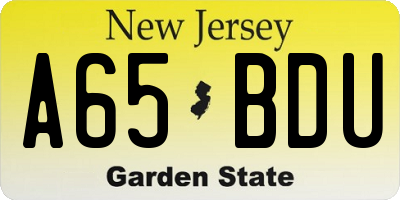NJ license plate A65BDU