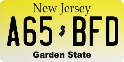 NJ license plate A65BFD
