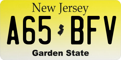 NJ license plate A65BFV