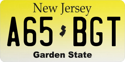 NJ license plate A65BGT