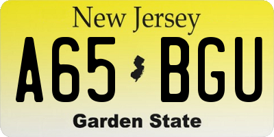 NJ license plate A65BGU