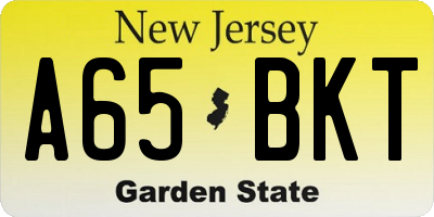 NJ license plate A65BKT