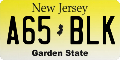 NJ license plate A65BLK