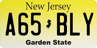 NJ license plate A65BLY