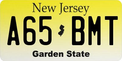 NJ license plate A65BMT