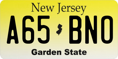 NJ license plate A65BNO