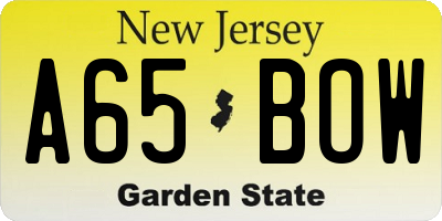 NJ license plate A65BOW