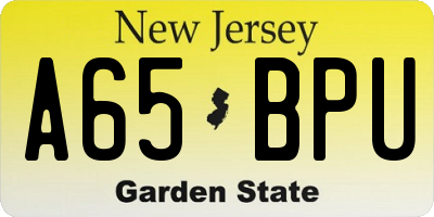 NJ license plate A65BPU