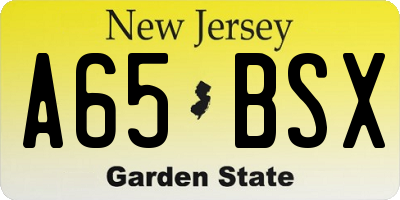 NJ license plate A65BSX