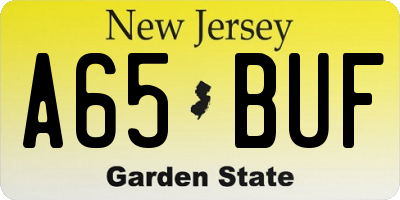 NJ license plate A65BUF