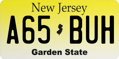 NJ license plate A65BUH