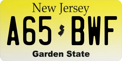 NJ license plate A65BWF