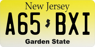 NJ license plate A65BXI