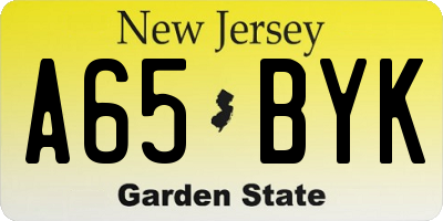 NJ license plate A65BYK