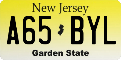 NJ license plate A65BYL