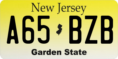 NJ license plate A65BZB