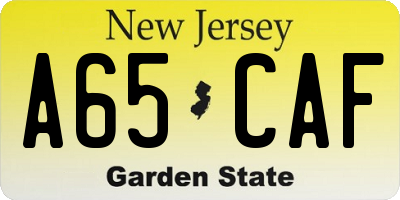 NJ license plate A65CAF