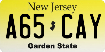 NJ license plate A65CAY