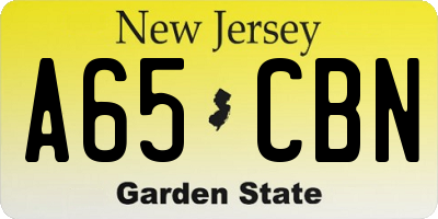 NJ license plate A65CBN
