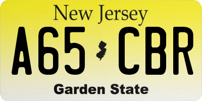 NJ license plate A65CBR