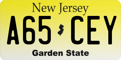 NJ license plate A65CEY