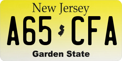 NJ license plate A65CFA