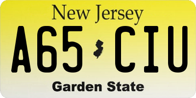 NJ license plate A65CIU
