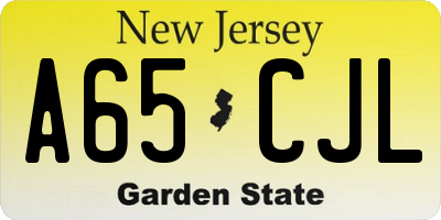 NJ license plate A65CJL