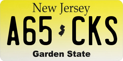 NJ license plate A65CKS