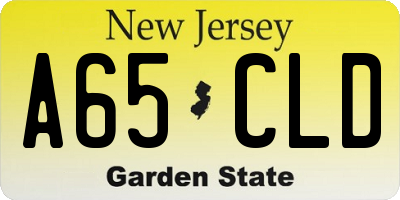 NJ license plate A65CLD