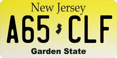 NJ license plate A65CLF