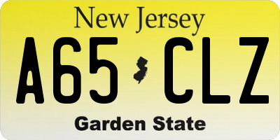 NJ license plate A65CLZ