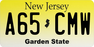NJ license plate A65CMW