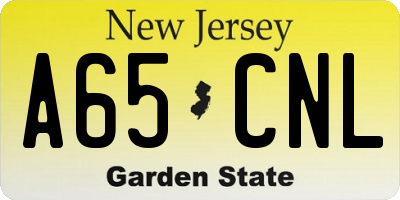 NJ license plate A65CNL