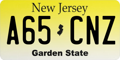NJ license plate A65CNZ