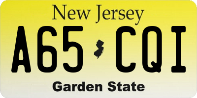 NJ license plate A65CQI
