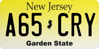 NJ license plate A65CRY