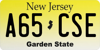 NJ license plate A65CSE