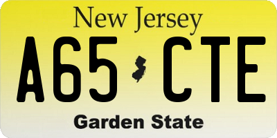 NJ license plate A65CTE