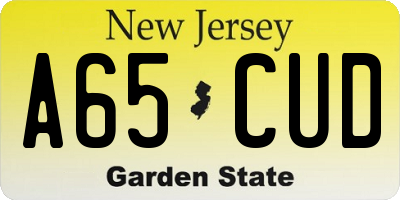 NJ license plate A65CUD