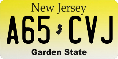 NJ license plate A65CVJ