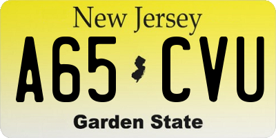 NJ license plate A65CVU