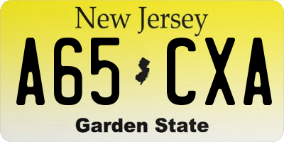 NJ license plate A65CXA