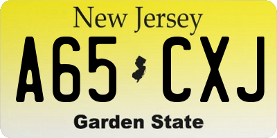 NJ license plate A65CXJ