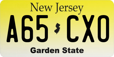 NJ license plate A65CXO