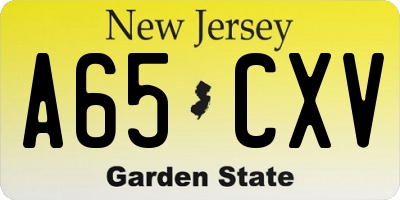 NJ license plate A65CXV