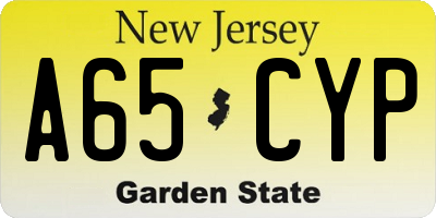 NJ license plate A65CYP