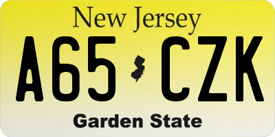 NJ license plate A65CZK