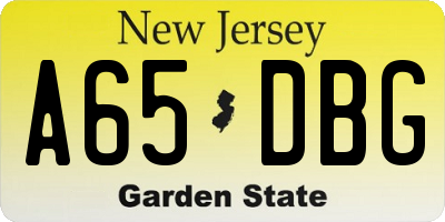 NJ license plate A65DBG