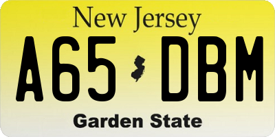 NJ license plate A65DBM